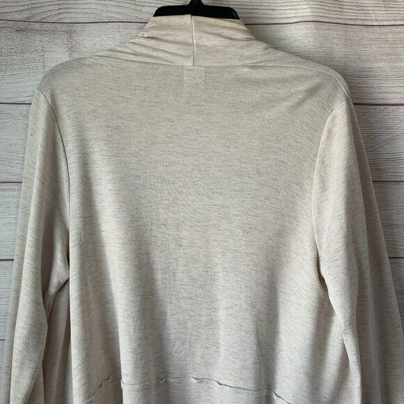 Bobeau Cream Cardigan Sweater Lace Detail Draped Front Long Sleeves Size Large - Picture 6 of 16